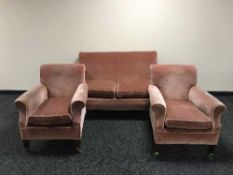 An Edwardian three piece lounge suite