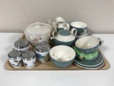 Six pieces of Maling china, four Royal Worcester egg coddlers,