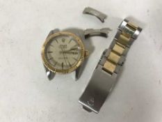 A Gents Stainless Steel and Gold Automatic Centre Seconds Calendar Wristwatch, Rolex, Ref: 6609,