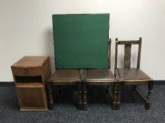 Three carved oak dining chairs,