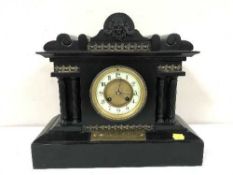 A late Victorian/Edwardian slate mantel clock