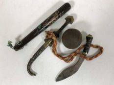 A basket of Irish baton, mini Kukri knife,