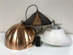 Five late 20th century metal light fittings