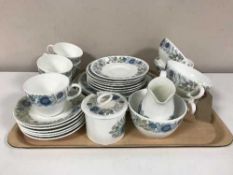 A tray of twenty nine pieces of Wedgwood Clematis tea and dinner ware
