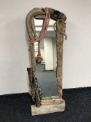 A drift wood cheval mirror