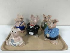 A tray of five Nat West pig money boxes