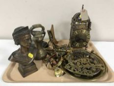 A tray of brass and copper ware inc.