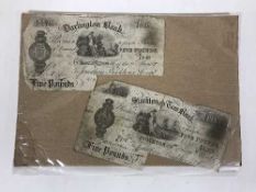 Two late 19th century five pound notes,