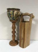 A oriental fish bowl planter,