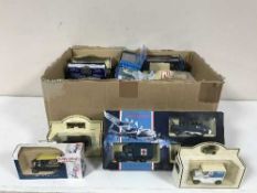 A box containing assorted boxed die cast vehicles including Lledo, Days Gone By, Corgi etc,