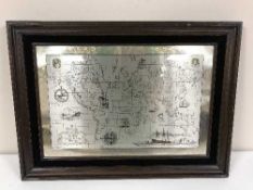 A framed sterling silver picture, the Royal Geographical Society Silver Map,