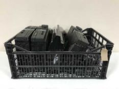 Two boxes containing three x-boxes, Playstation 3, accessories,