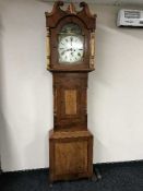 A late 19th century mahogany long cased clock with painted dial, Shotley Bridge,