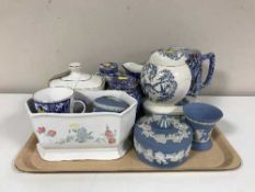 A tray of Ringtons china - chintz jugs, tea caddies, planter,