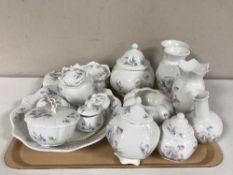 A tray of eighteen pieces of Aynsley little sweet heart china