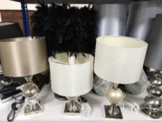 Eight assorted contemporary table lamps with shades