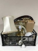 A gilt framed oval mirror, mahogany oval mirror, jardiniere on stand, companion set,