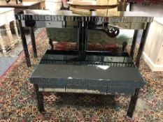 A pair of contemporary mirrored side tables, width 90 cm,