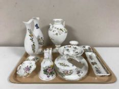 A tray of fourteen pieces of floral bone china inc.
