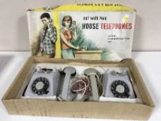 A boxed vintage House Telephone inter-communication set together with a boxed 90 Geobar Telefon set