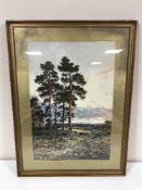 After B W Leader : Forest landscape, reproduction in colours, framed.