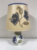 A Moorcroft blue hibiscus pattern table lamp with shade,