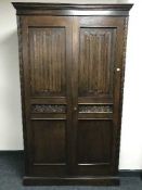 A good quality six piece carved oak bedroom suite and two 3' headboards