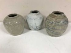 Three Chinese stoneware jars