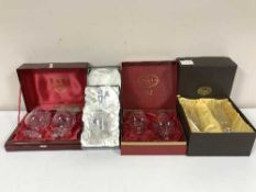 A pair of boxed Edinburgh crystal brandy glasses, pair of boxed Bohemia wine glasses,