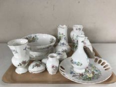 A tray of fourteen pieces of Aynsley wild Tudor china