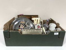 Box of china, plated ware, cutlery,