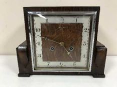 An oak cased Bentimo mantle clock