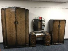 An oak three piece bedroom suite