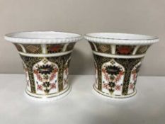 A pair of Royal Crown Derby pattern 1128 table planters