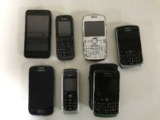 Seven assorted mobile phones