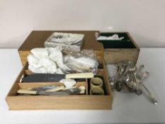 Two cutlery trays containing a quantity of flatware,