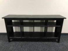 A set of contemporary stained pine cube shelves