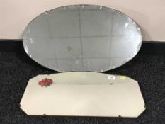 Two early 20th century un-framed mirror