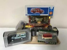 A tray of die cast vehicles by Corgi, etc - tram line,