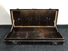 An antique metal case with key bearing plaque Peter De Salis Royal Artillery