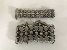 Two heavy silver bracelets, 5.