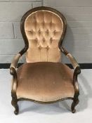 A button back lady's chair and one other for re-upholstery