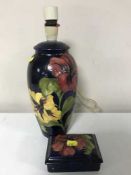 A Moorcroft hibiscus table lamp,