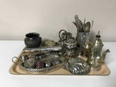 A tray of silver plated ware inc.