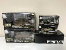 Five die cast Forces of Valor models of tanks