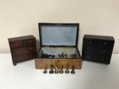 An oak deed box with key,