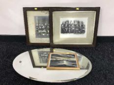 Oak framed black & white photographs,