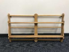 A teak plate rack