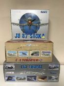 A die cast model The Armour Collection F4 Phantom, a F14 Tom Cat and a Ju 87 Stuka,