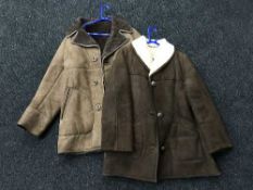 Two sheepskin jackets together with gents two-piece suit and two woollen jackets